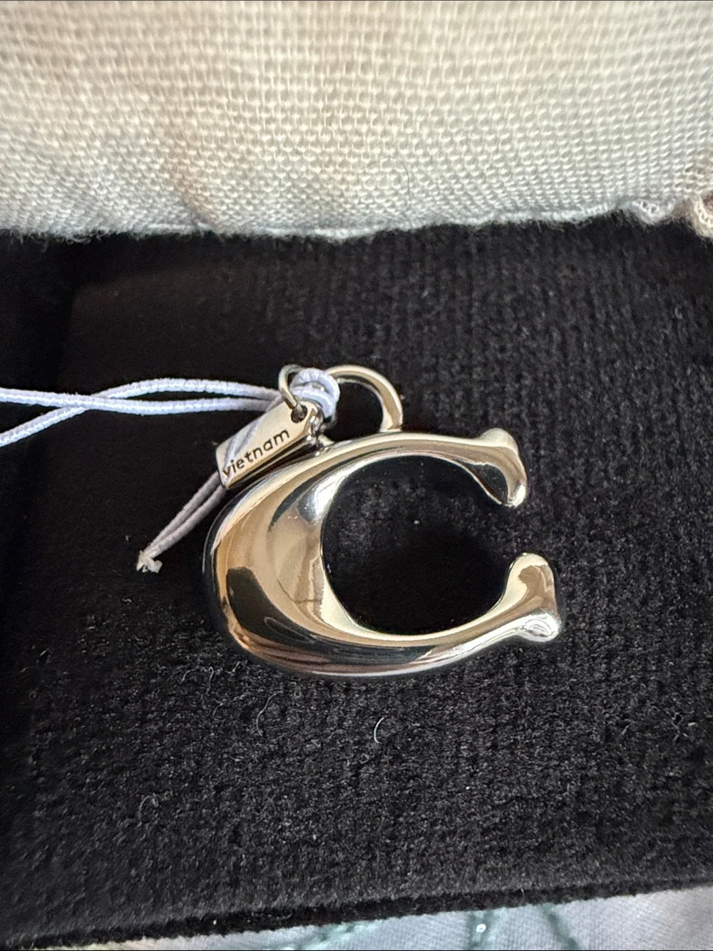 Coach Silver 'C' Logo Charm Key/Card Holder Accessory